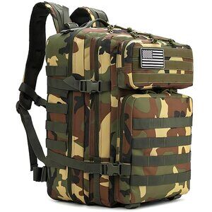 45L Tactical Backpack CamoJungle Waterproof Multi Compartment for Hiking Camping